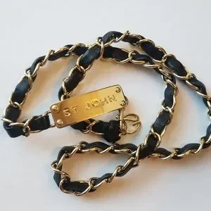 St. John | Jewelry | St John Vintage Gold Black Leather  display picture 1